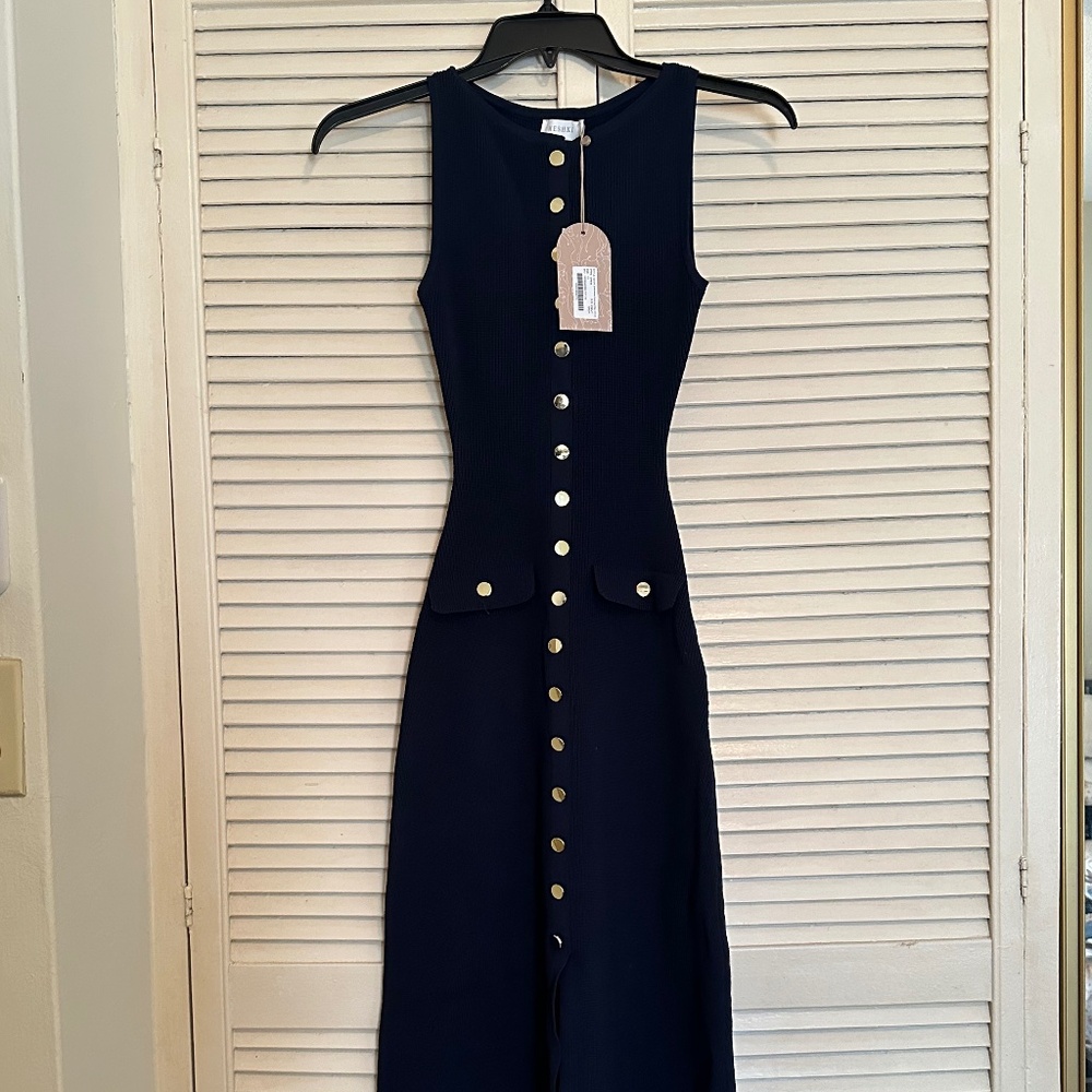 Meshki Navy Blue Sawyer Office Knit Dress XS